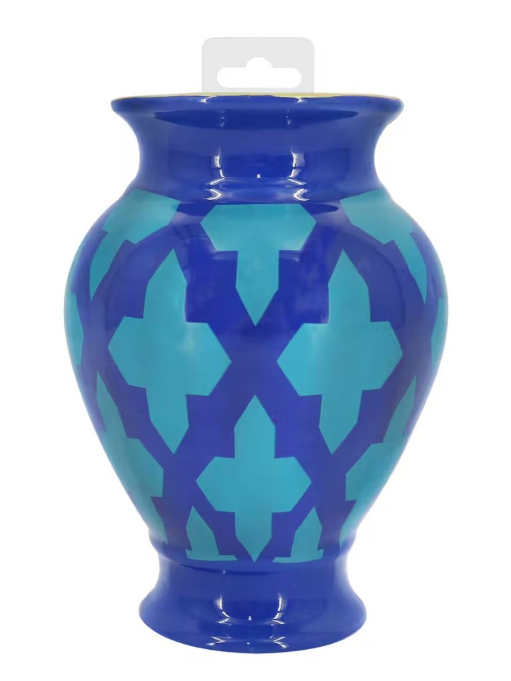 Jonathan Adler Geometric Ceramic Wall Pocket Vase, Glossy Blue/Turquoise NEW MCM